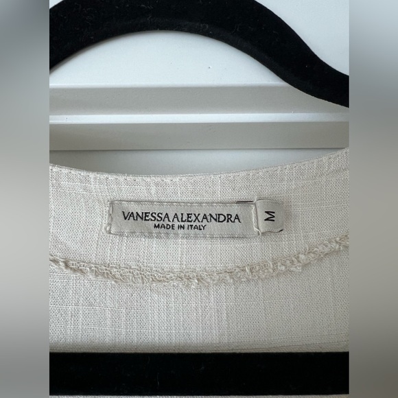 Vanessa Alexandra Linen Blend Dress Tan Made In Italy Size M - Picture 2 of 8